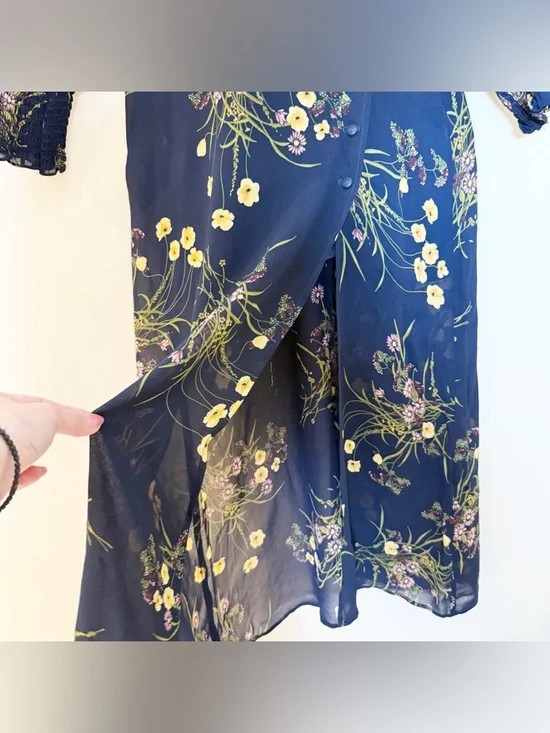 Reformation Valentin Dress in Anastasia - Black Green Floral long sleeve SIZE 0 - Picture 8 of 11